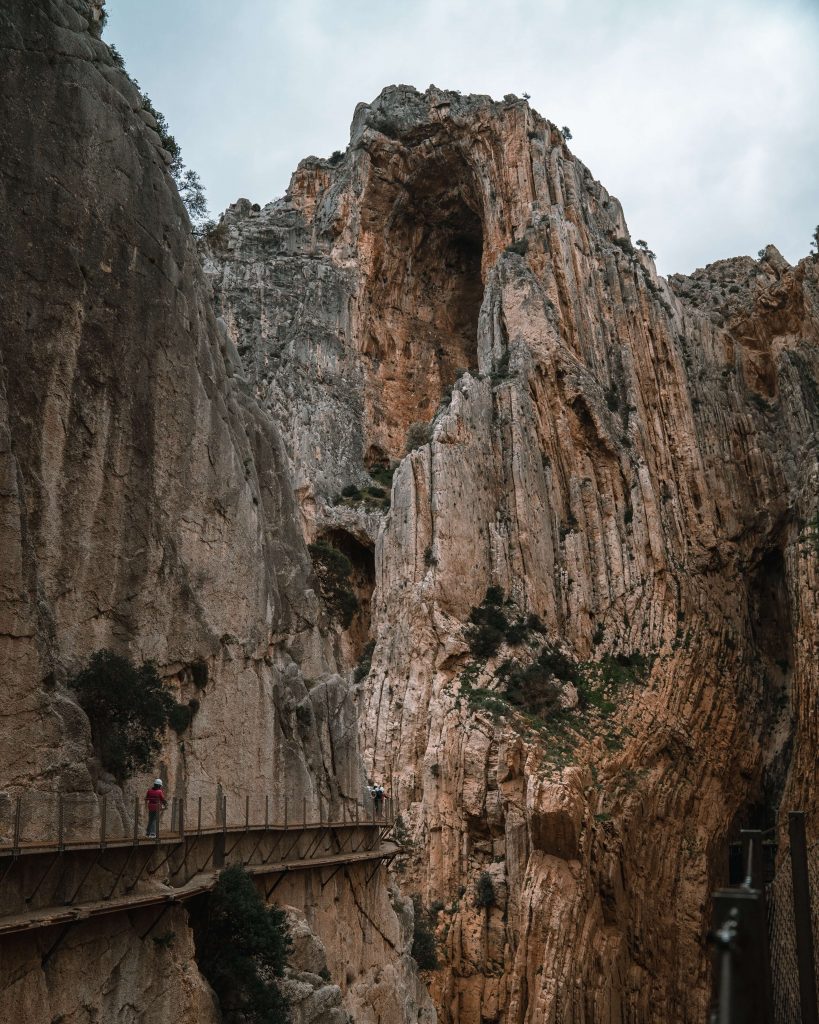 The breathtaking Caminito del Rey, a hiking trail against the rocks.