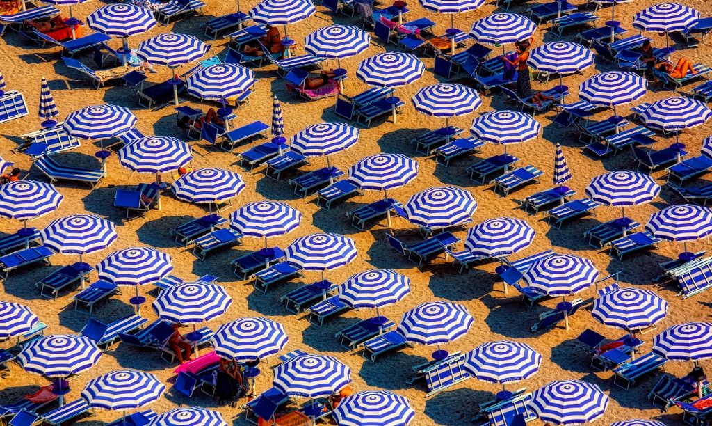 parasols on the beach